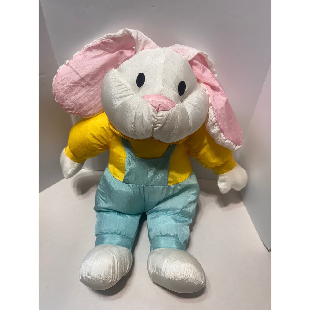 Vintage International Silver Co Plush Bunny Rabbit 90s Parachute Nylon 18in